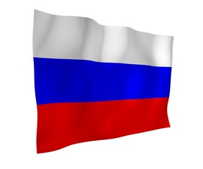 Waving flag of the Russian Federation. The National. State symbol of the Russia. 3D illustration