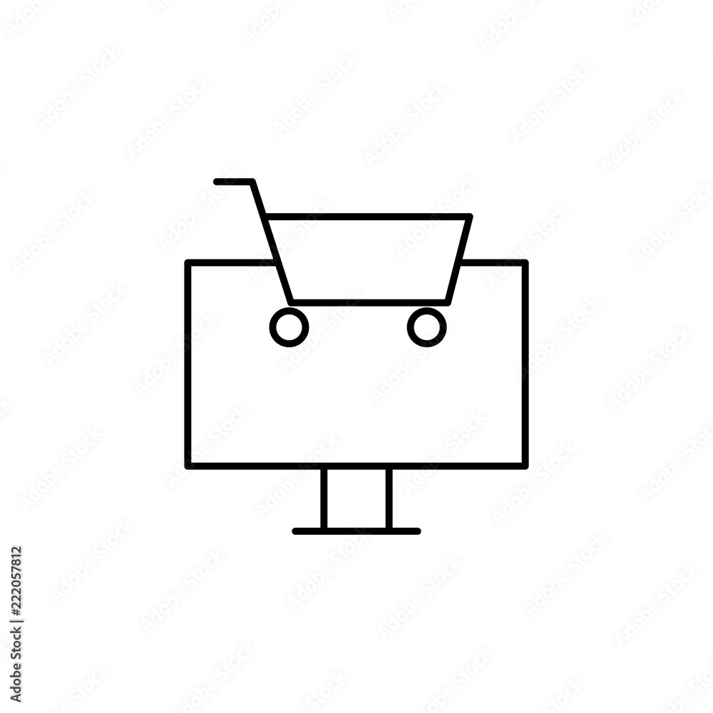 Poster online shopping icon. element of commerce icon for mobile concept and web apps. thin line online sho