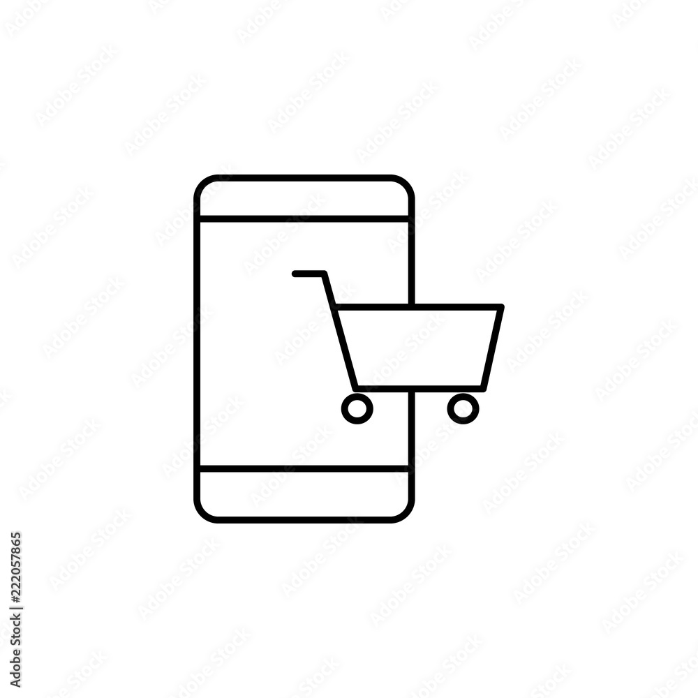 Poster mobile app purchases icon. Element of commerce icon for mobile concept and web apps. Thin line mobile app purchases icon can be used for web and mobile