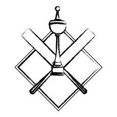 Cricket cup on bats crossed sketch