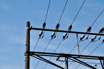 Overhead electricity line of JR Nambu Line, Japan 