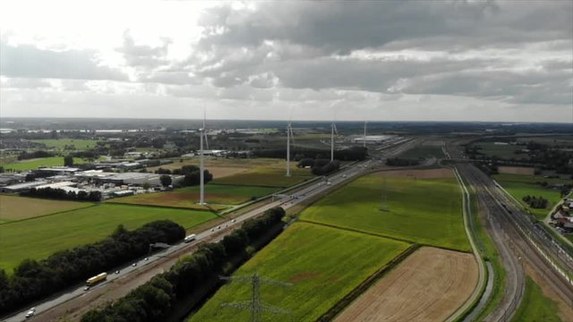 Aerial view over the highway, A15 Bemmel, GLD