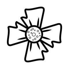 Flower symbol isolated in black and white