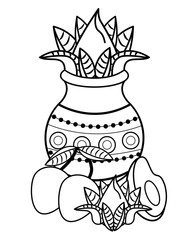 Ugadi indian elements in black and white