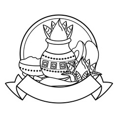 Ugadi indian emblem in black and white