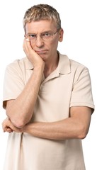Man with his head on his hand