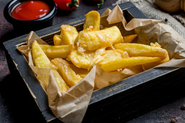 French fries with ketchup