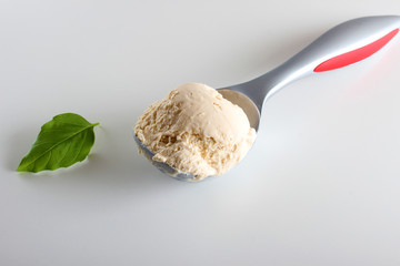 ice cream ball spoon on a white background