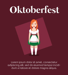 oktoberfest label with beautiful German woman