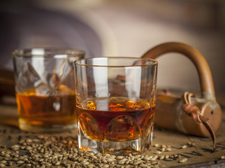 Two glasses of Whiskey, Whiskey Theif and Barley