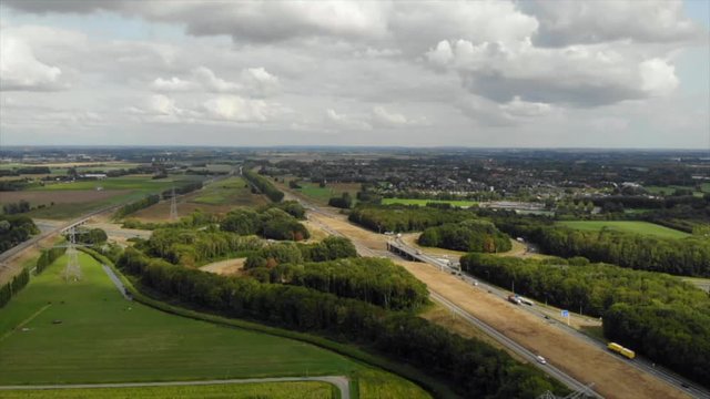 Aerial view over the highway, A15 Bemmel, GLD