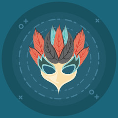 carnival mask with feathers decoration retro style