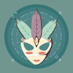 carnival mask with feathers decoration retro style
