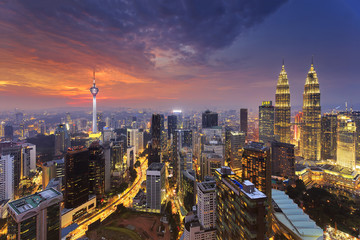 City of Kuala Lumpur at the sunset