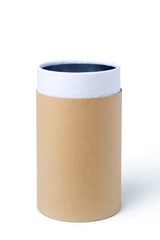 Empty paper tube isolated on white background