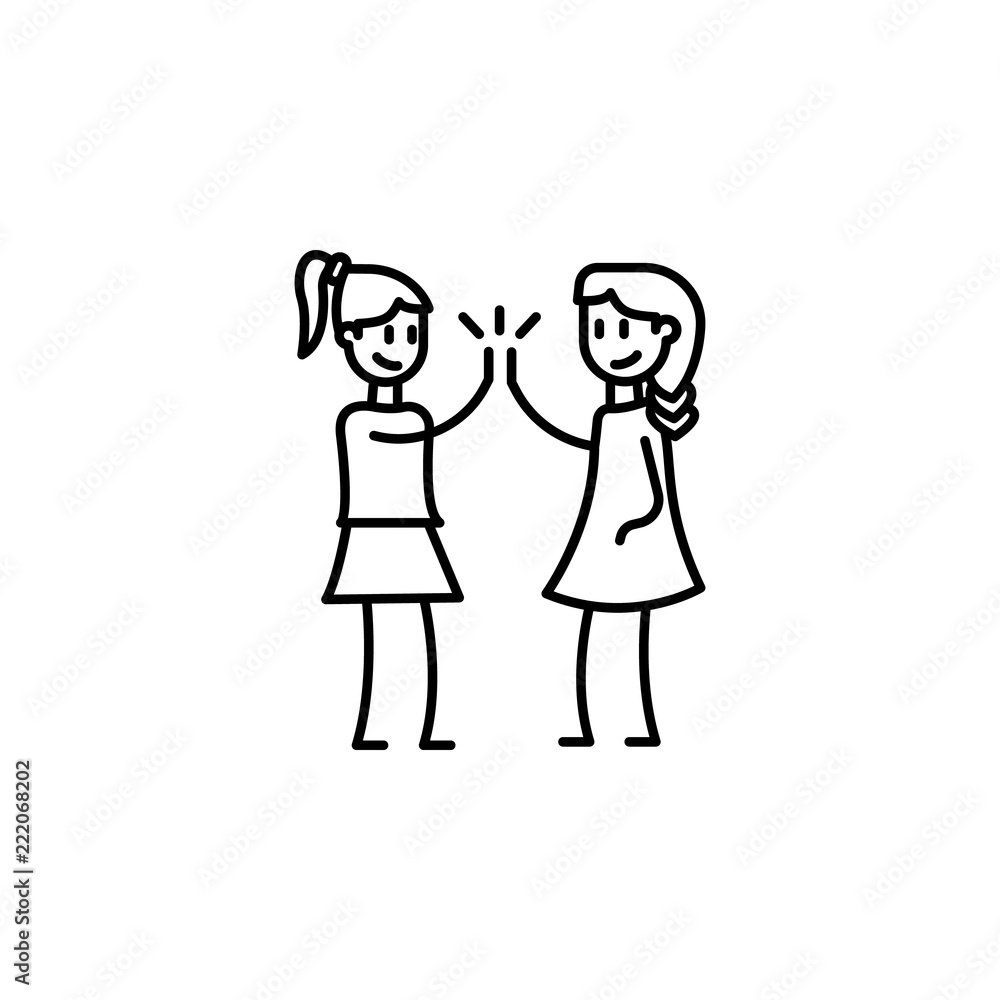 Poster cheerful girlfriends icon. element of friendship icon for mobile concept and web apps. thin line che