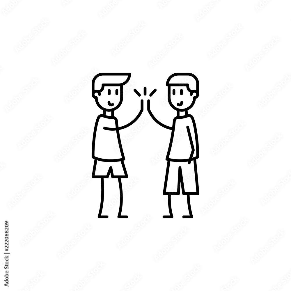 Poster joyful boys icon. Element of friendship icon for mobile concept and web apps. Thin line joyful boys icon can be used for web and mobile