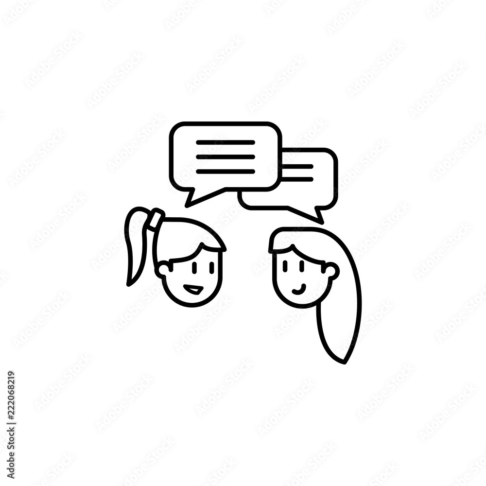 Poster girlfriends talk icon. element of friendship icon for mobile concept and web apps. thin line girlfri