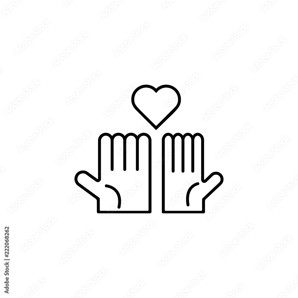 Poster hands and heart icon. element of friendship icon for mobile concept and web apps. thin line hands an