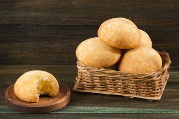 Delicious Almojabana Colombian preparation - Wooden background