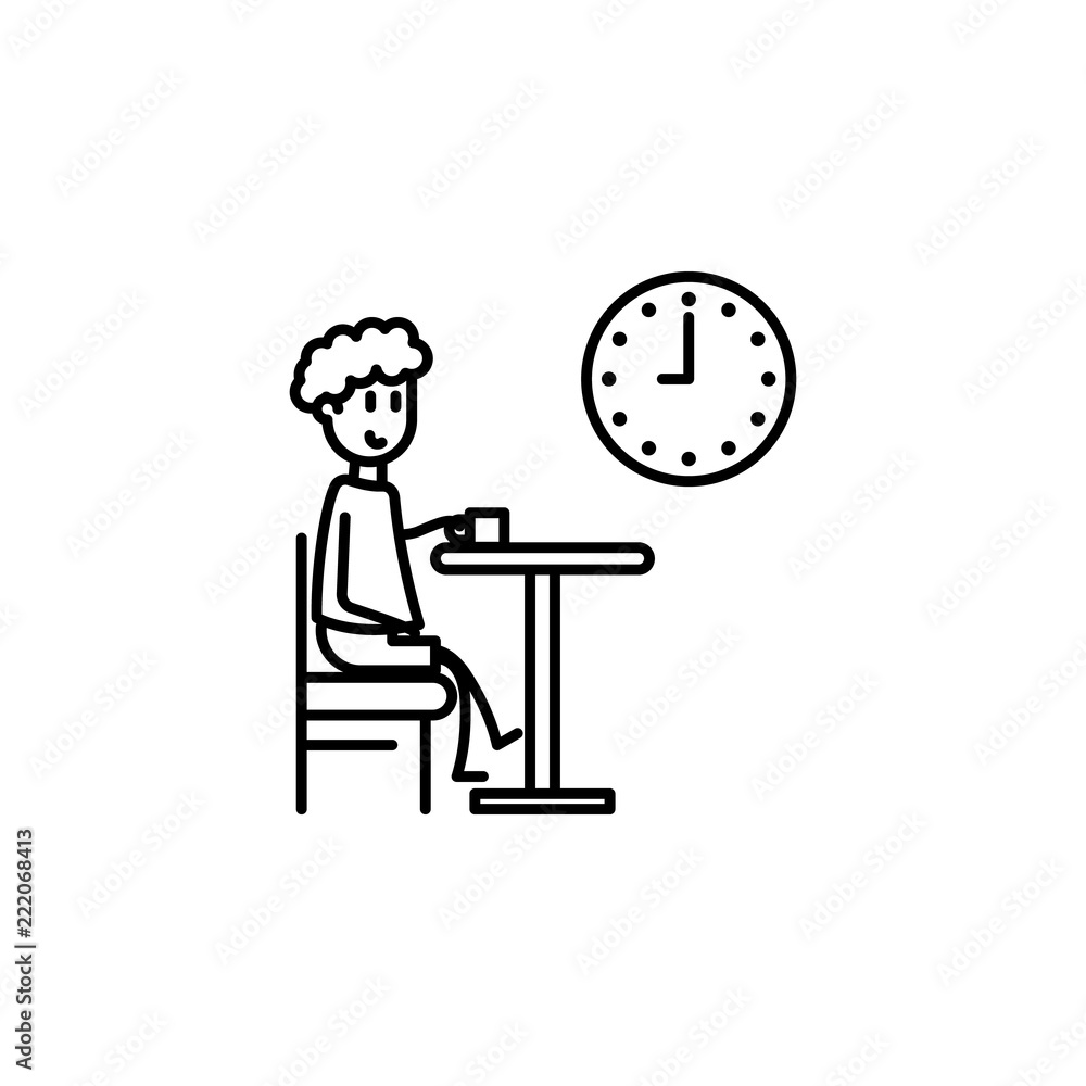 Poster guy drinks coffee icon. element of friendship icon for mobile concept and web apps. thin line guy dr