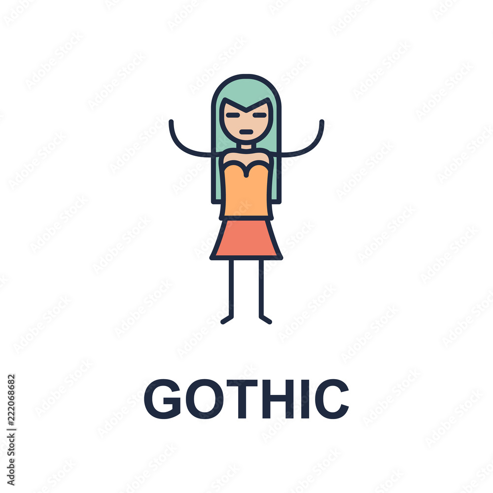 Poster gothic musician icon. element of music style icon for mobile concept and web apps. colored gothic mu