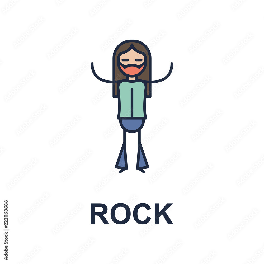 Poster rock musician icon. element of music style icon for mobile concept and web apps. colored rock music 