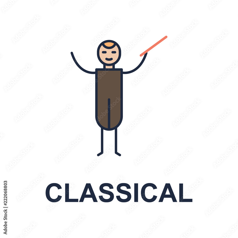 Poster classical musician icon. element of music style icon for mobile concept and web apps. colored classi