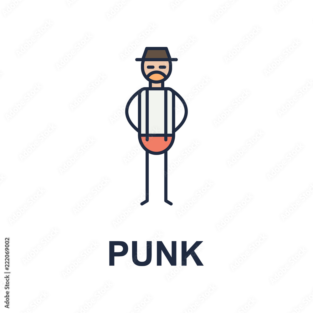 Poster punk musician icon. element of music style icon for mobile concept and web apps. colored punk music 