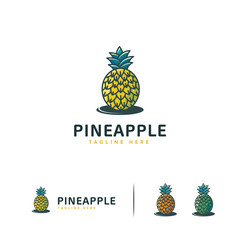 Pineapple fruit logo designs concept vector