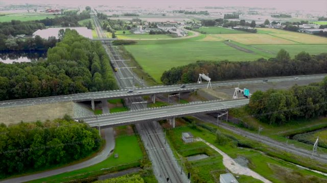 Aerial view over the highway, A15 Bemmel, GLD