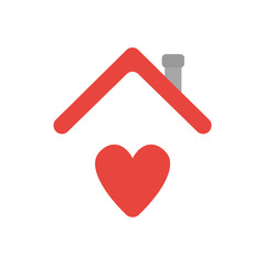 Vector icon concept of heart under house roof
