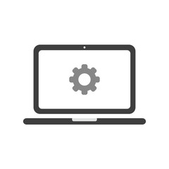 Vector icon concept of laptop computer with gear