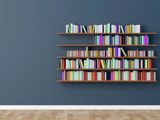 interior bookshelf room library. 3d rendering