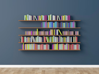 interior bookshelf room library. 3d rendering