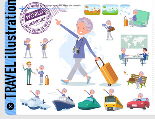 flat type blue one piece old women_travel