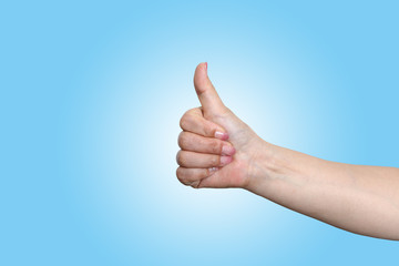 hand with thumb up isolated on white background