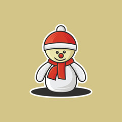 cute funny snowman in cartoon style. Christmas vector illustration