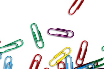 Scattered Colorful Paper Clips - Isolated