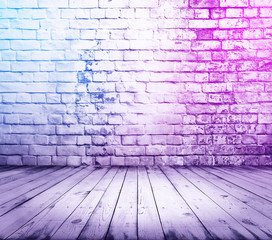 bricks room with neon lights