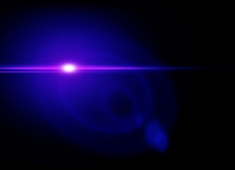 Lens flare light on black background