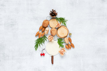 Festive Christmas tree made of natural elements
