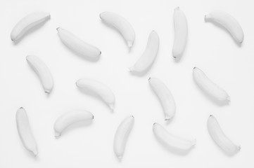 White background of small bananas