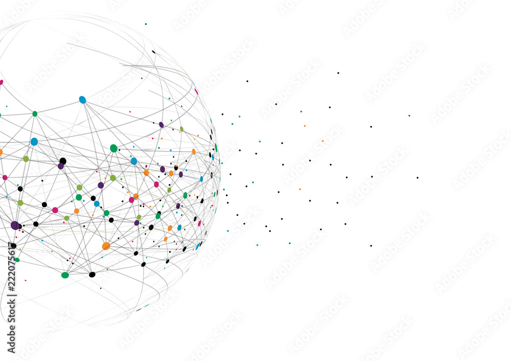 Poster global network connection. world map point and line composition concept of connection technologies f