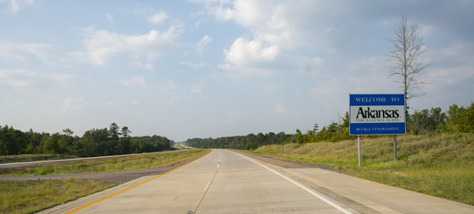 Moving Along the Highway Crossing the Arkansas State Line