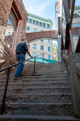 man climbing stairs