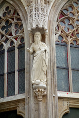 An sculpture of a Saint in the exterior of the Vienna Cathedral