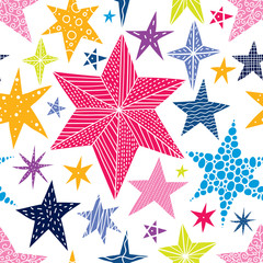 Obraz premium Colorful stars. Seamless vector pattern. Seamless pattern can be used for wallpaper, pattern fills, web page background, surface textures.