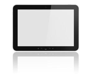 Blank tablet screen isolated on white