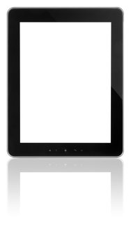 Blank tablet screen isolated on white